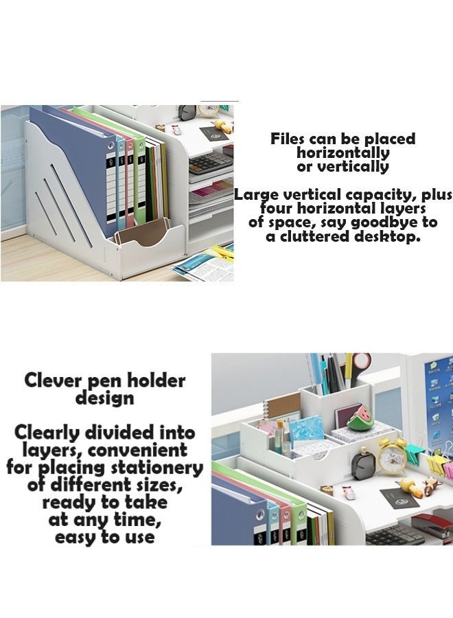 إن كي أكس رف ملفات متعدد الطبقات ومنظم سطح المكتب وحل تخزين اللوازم المكتبية والكتب والمستندات - Image 4