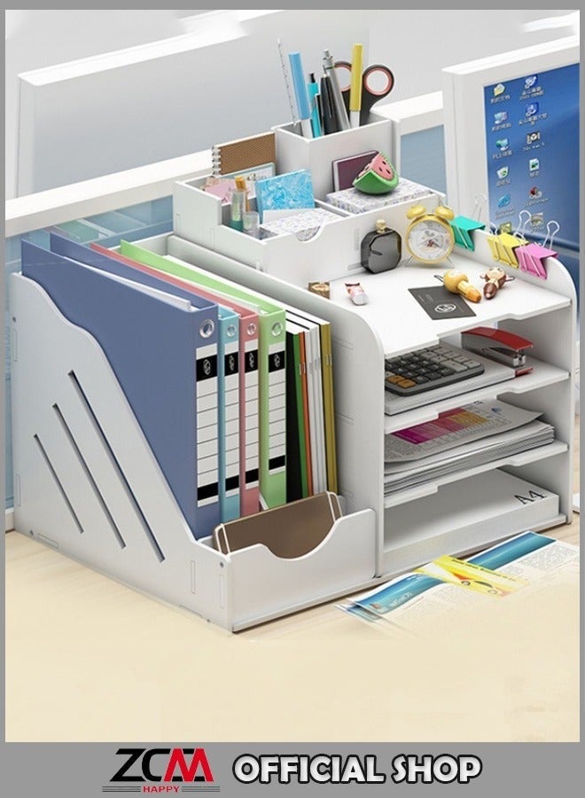 إن كي أكس رف ملفات متعدد الطبقات ومنظم سطح المكتب وحل تخزين اللوازم المكتبية والكتب والمستندات - Image 5