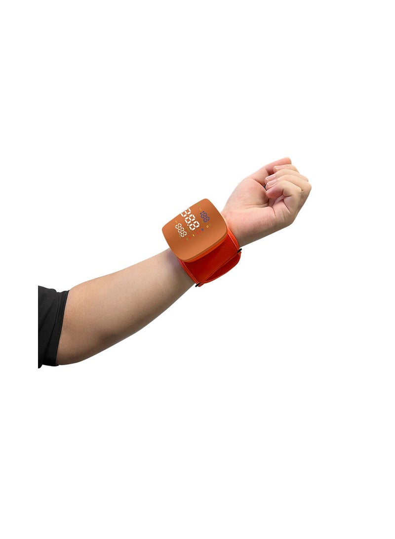 REALBLAD Blood Pressure Monitor with Arabic Broadcast, Rechargeable 2x99 Readings Memory Wrist BP Monitor, with LED Large Display (ORANGE) - Image 1