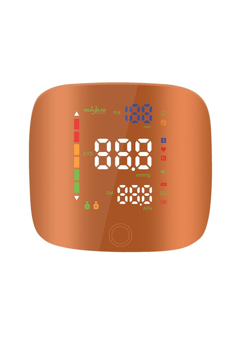 REALBLAD Blood Pressure Monitor with Arabic Broadcast, Rechargeable 2x99 Readings Memory Wrist BP Monitor, with LED Large Display (ORANGE) - Image 4