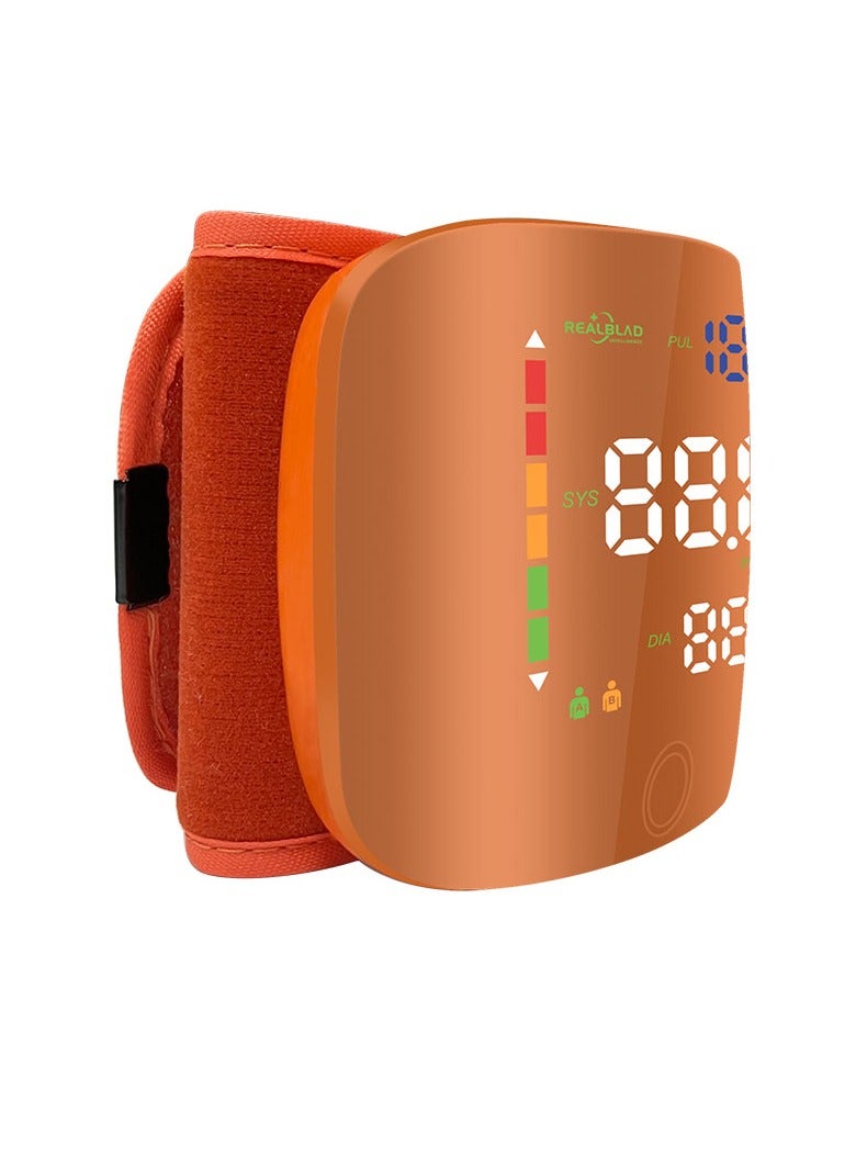REALBLAD Blood Pressure Monitor with Arabic Broadcast, Rechargeable 2x99 Readings Memory Wrist BP Monitor, with LED Large Display (ORANGE) - Image 3