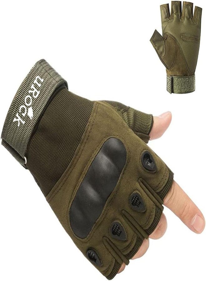 UROCK Weight Lifting Gloves - Rubber Padded Gloves for Men Women Workout | Weight Lifting Straps for Heavy Lifting (Army Black) (Green) - Image 1