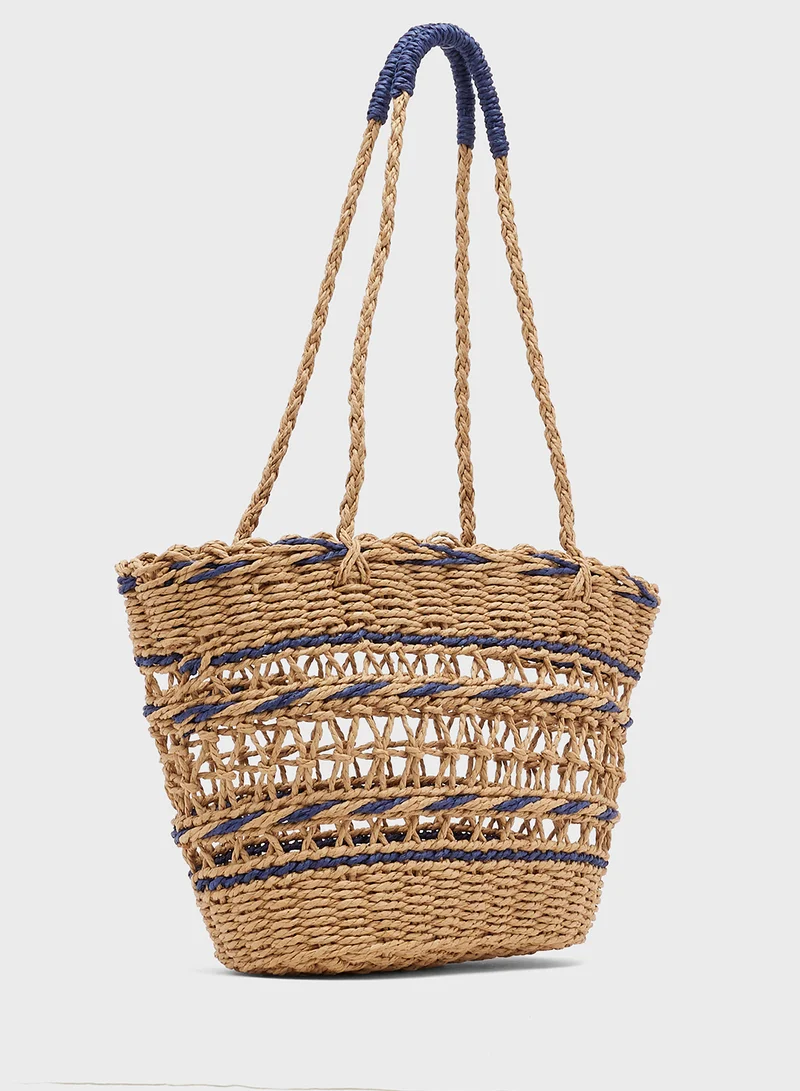 Ginger Raffia Woven Structured Tote