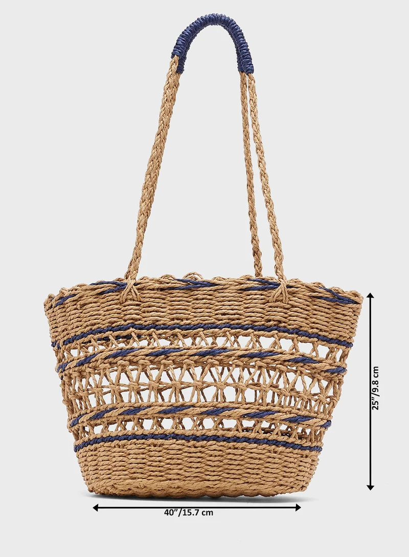 Ginger Raffia Woven Structured Tote