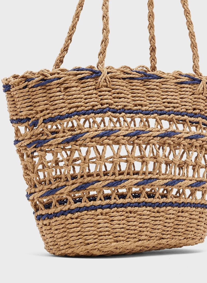Ginger Raffia Woven Structured Tote