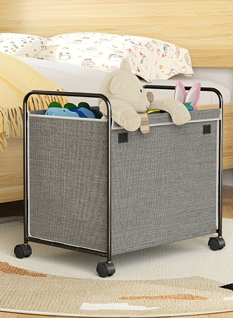 XiuWoo Extra Large Rolling Fabric Storage Bin with Wheels Collapsible Organizer for Toys, Stuffed Animals, and Household Items, Hand Washable Metal Frame Design, Household Item Organizer Collapsible Design Easy Mobility Wheels, Toy Storage  - Image 1