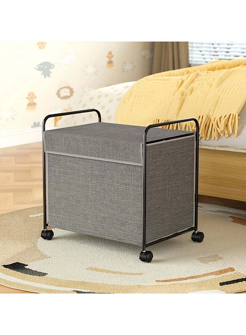 XiuWoo Extra Large Rolling Fabric Storage Bin with Wheels Collapsible Organizer for Toys, Stuffed Animals, and Household Items, Hand Washable Metal Frame Design, Household Item Organizer Collapsible Design Easy Mobility Wheels, Toy Storage  - Image 2