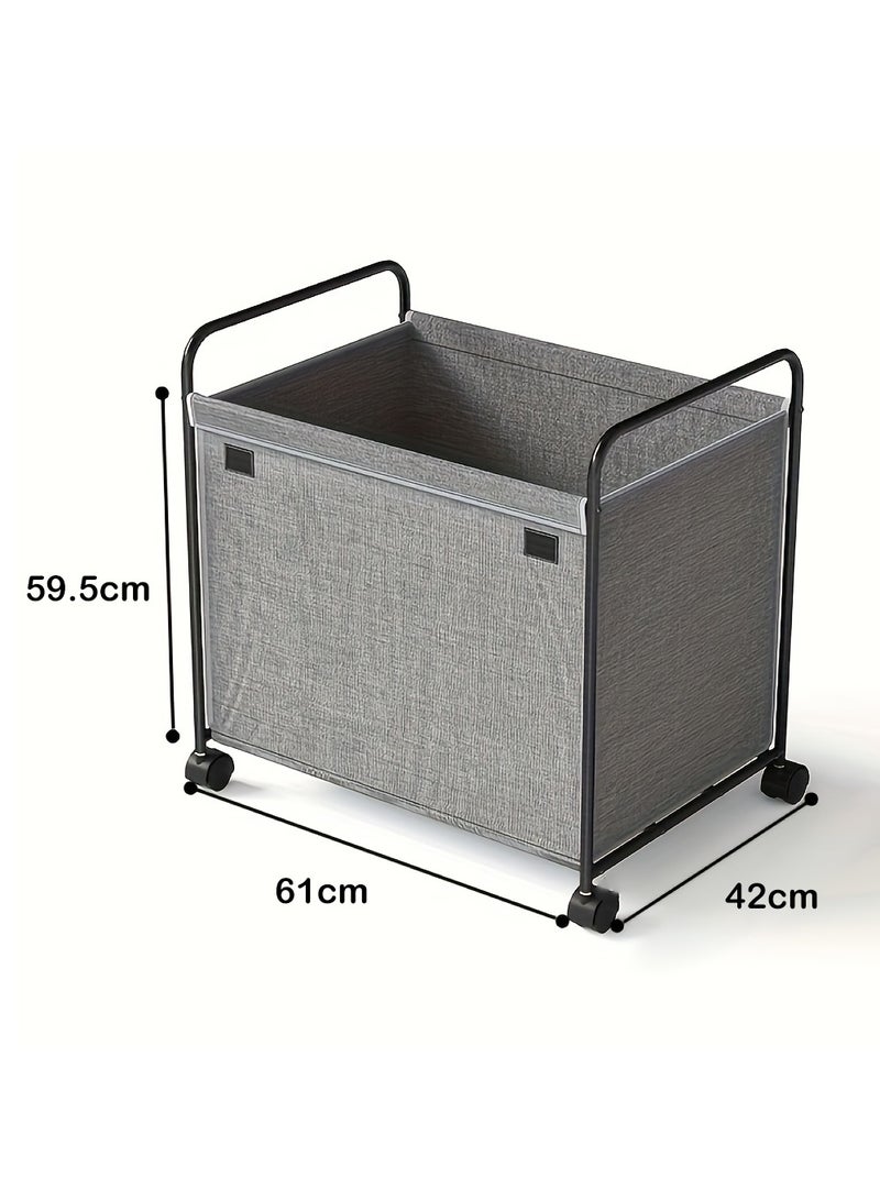 XiuWoo Extra Large Rolling Fabric Storage Bin with Wheels Collapsible Organizer for Toys, Stuffed Animals, and Household Items, Hand Washable Metal Frame Design, Household Item Organizer Collapsible Design Easy Mobility Wheels, Toy Storage  - Image 4