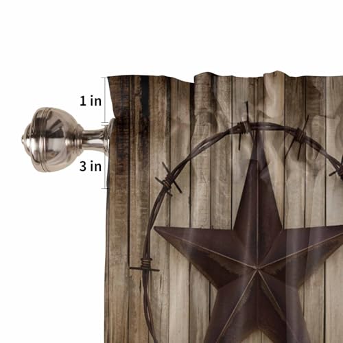 Homechoid Western Texas Star Window Curtain Valance for Living Room/Kitchen/Bathroom/Farmhouse, Retro Rustic Wooden Boards Short Rod Pocket Tier Curtain Window Treatment, 1 Panel 54x18 - Image 5