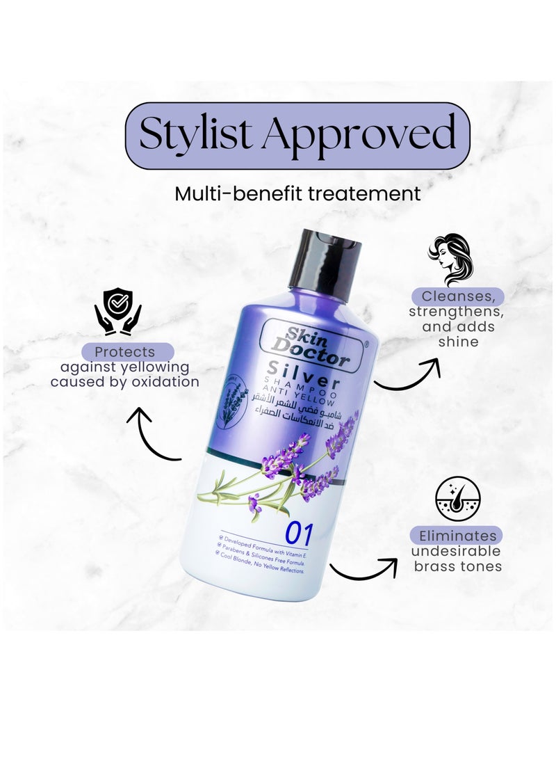Skin Doctor Silver Shampoo - Anti-Yellow Formula for Bright - Vibrant Hair - Smooth and Silky Texture - Preserves Hair Color - Gentle Cleansing - 500ml - Image 5