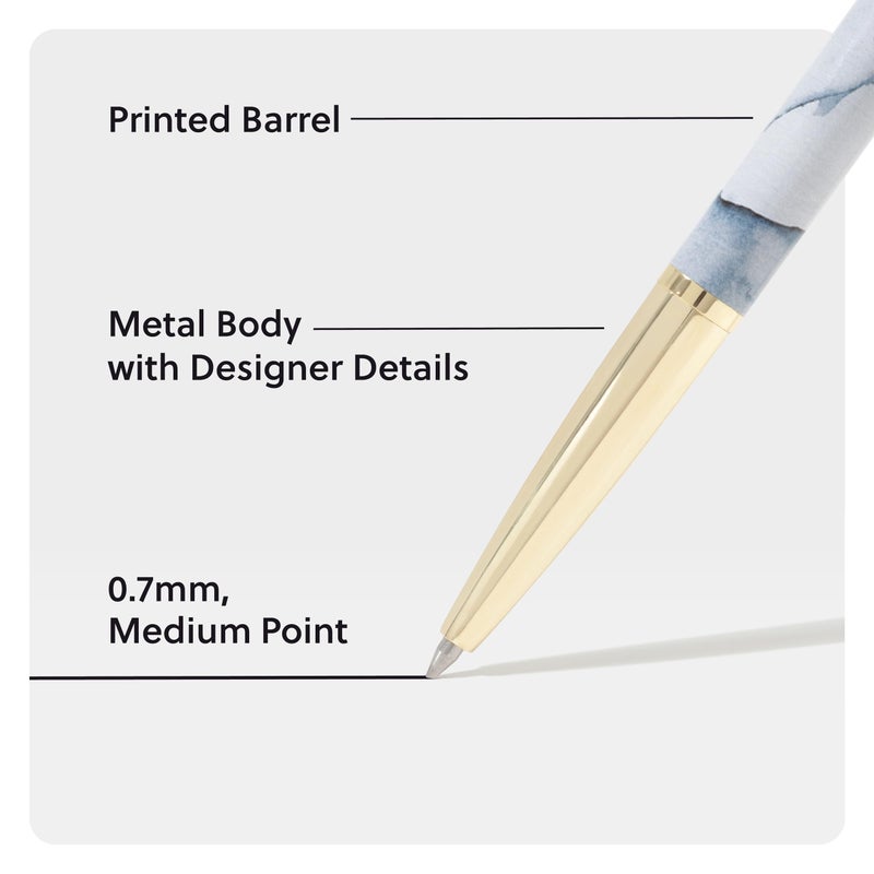 U Brands Avalon Gel Pens, 3 Count, Set in Stone, Gold Details, Medium (0.7 mm) Point, Black Ink - Image 3