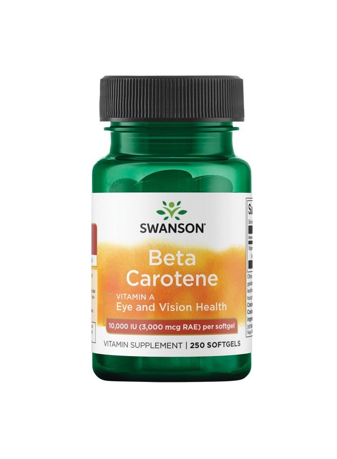 Swanson Beta-Carotene - Vitamin A Supplement Promoting Immune Health, Eye & Skin Health - Natural Wellness Formula - (250 Softgels, 3000mcg Each)
