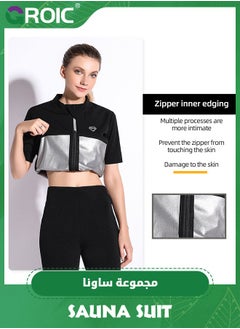 GROIC Sauna Suit Hot Sweat Body Shaper Jacket Waist Trainer Long Sleeve Zipper Shirt Workout Top,Weight Loss Machine Washable Sweat Sauna Jacket  - Image 4