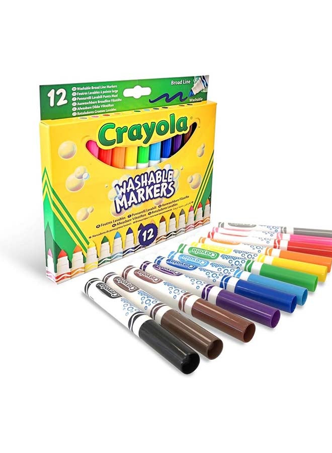 Crayola Washable Broad Line Markers – 12 Vibrant Colours | Durable Fibre-Tip Pens for Kids Drawing, Colouring & School Art Projects | Easy Washable Ink - Image 3