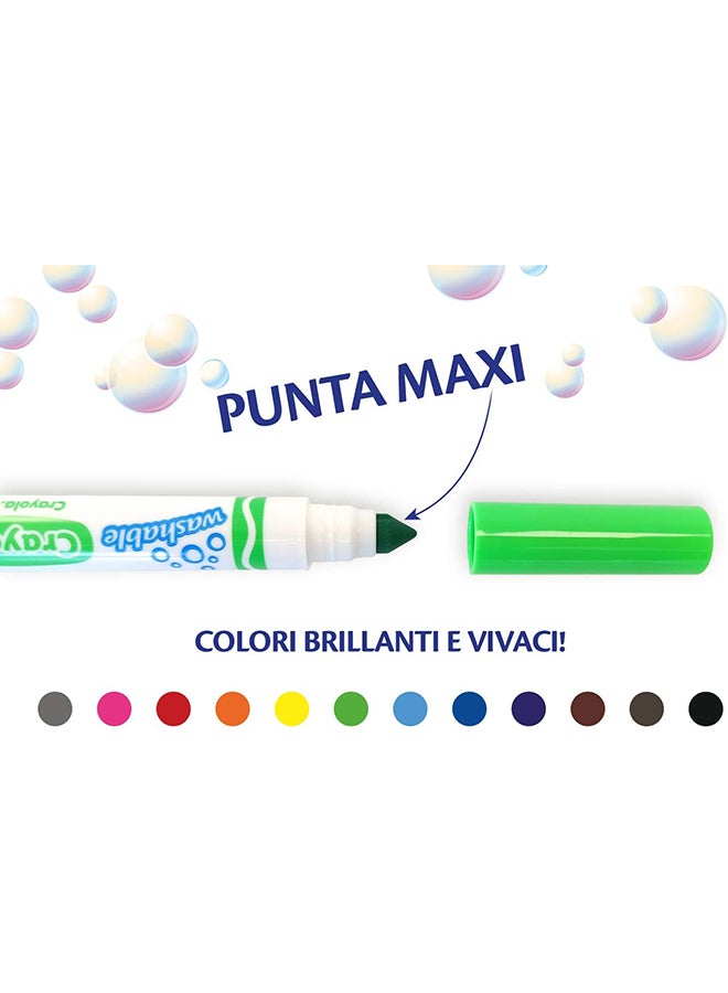 Crayola Washable Broad Line Markers – 12 Vibrant Colours | Durable Fibre-Tip Pens for Kids Drawing, Colouring & School Art Projects | Easy Washable Ink - Image 4