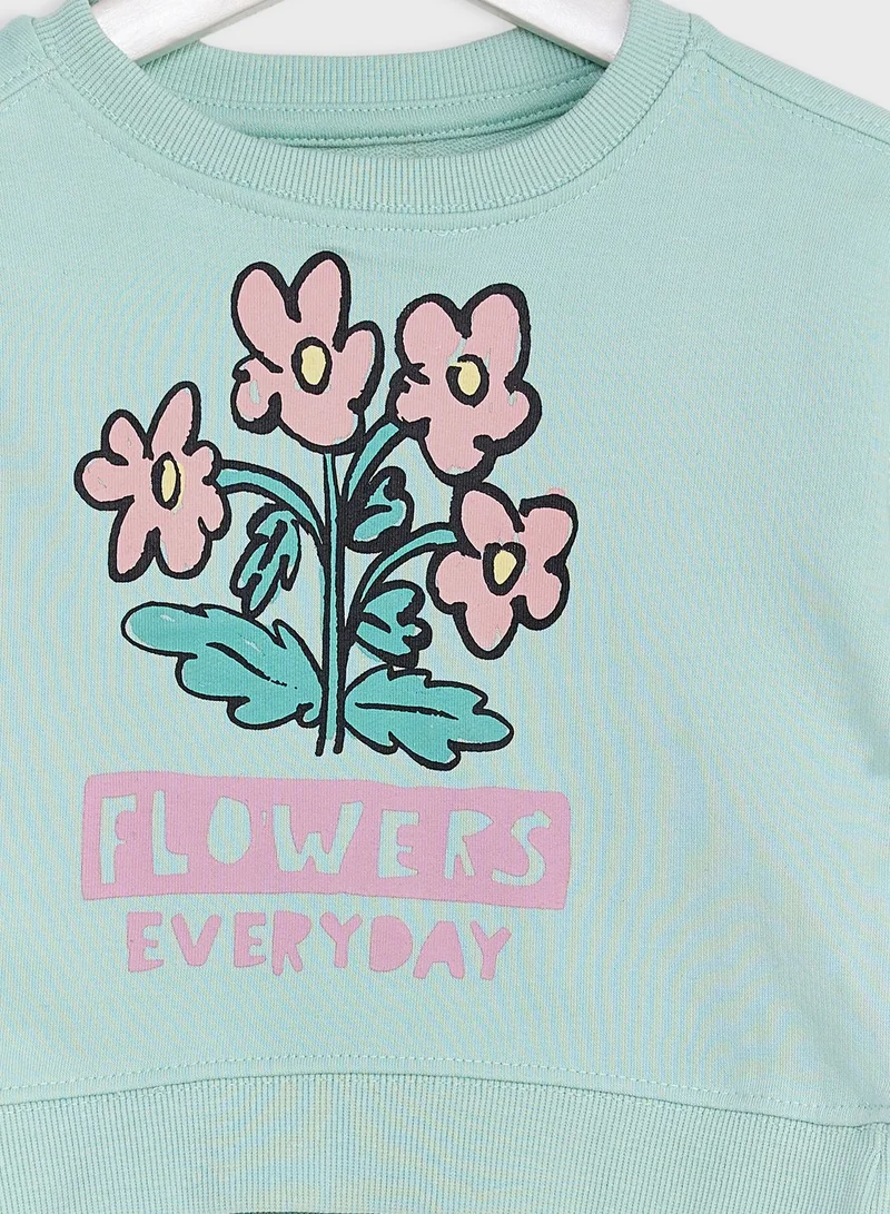 Ripples Girls Piping Printed Sweatshirt