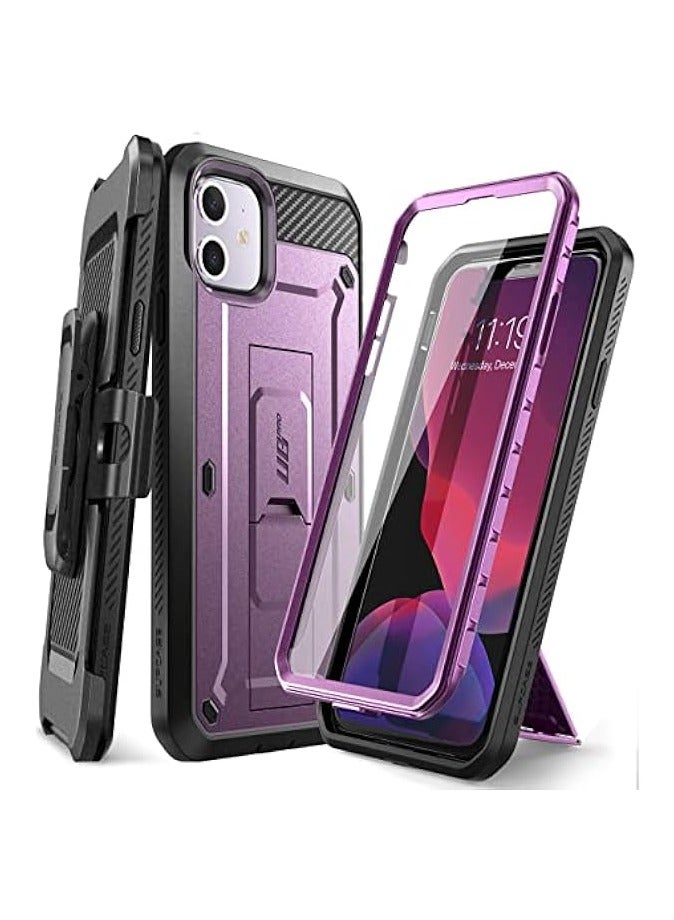 سوبكيس حافظة سلسلة SUPCASE Unicorn Beetle Pro مصممة لهاتف iPhone 11 6.1 بوصة (إصدار 2019)، حافظة متينة لكامل الجسم مع واقي شاشة مدمج ومسند ومشبك حزام - أرجواني معدني - Image 1