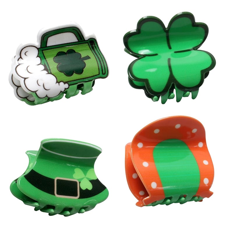 4PK Hair Claw Clips for St Patricks Day Hair Accessories for Girls Women Green Claw Clips Irish Day Kids Cute Hair Clips Color D