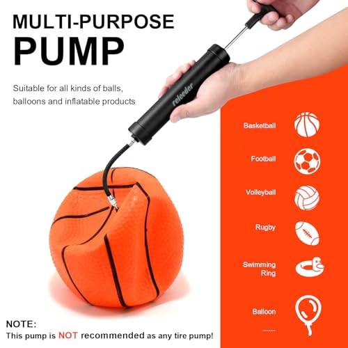 releeder 10 Inch Ball Pump Kit, Basketball Pump, Portable Air Pump with 5 Needles, 1 Nozzle & Extension Hose for Soccer Football Volleyball Water Polo Rugby Exercise Sports Ball - Image 2