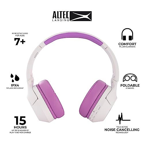 Altec Lansing Kid Safe Noise Cancelling Wireless Headphones 15H Battery 85dB Volume Limit Foldable Design Powerful Sound Active Noise Cancellation Perfect for Kids Ages 7 - Image 3