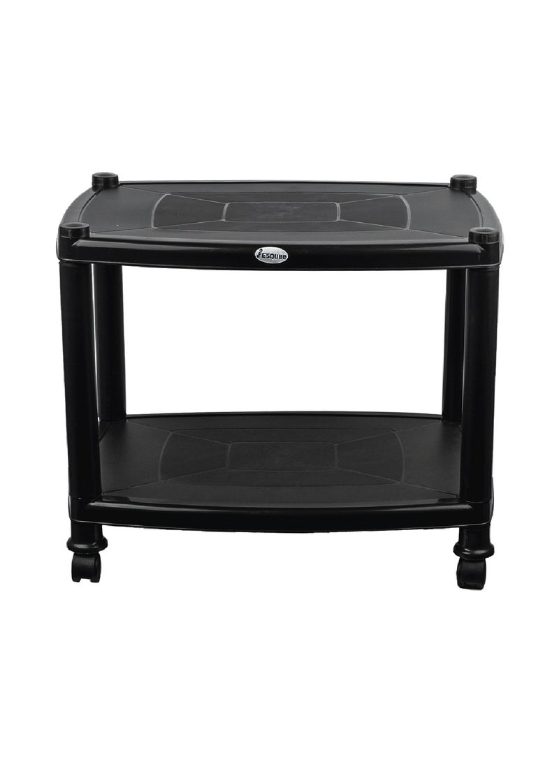 Esqube Sigma Plastic Trolley Portable Table Black Color Black - Image 1