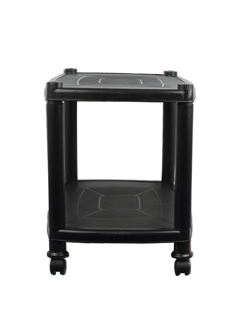 Esqube Sigma Plastic Trolley Portable Table Black Color Black - Image 2