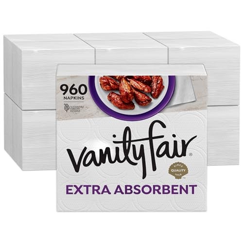 Vanity Fair Extra Absorbent Premium Paper Napkins 960 Count Disposable Napkins Made Soft and Strong for Messy Meals and Everyday Use