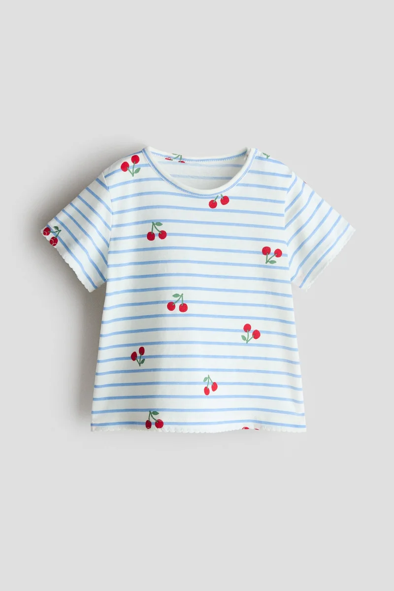 اتش اند ام بلوزة من القطن مزينة بطبعة