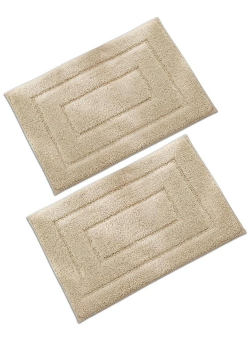 طقم سجادة حمام 2 قطعة، سجادة حمام مانعة للانزلاق قابلة للغسل، سجادة أرضية مغطاة مضادة للقاذور وسجادة حمام ماصة، سجادة باب، سجادة أرضية مانعة للانزلاق للحمام والمدخل 40*60 سم (كاكي) - Image 1