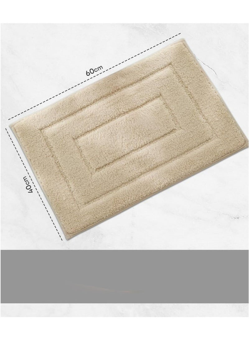 طقم سجادة حمام 2 قطعة، سجادة حمام مانعة للانزلاق قابلة للغسل، سجادة أرضية مغطاة مضادة للقاذور وسجادة حمام ماصة، سجادة باب، سجادة أرضية مانعة للانزلاق للحمام والمدخل 40*60 سم (كاكي) - Image 2