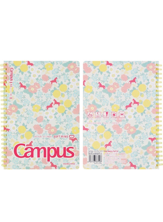 Kokuyo (kokuyo) Campus Soft Ring Notebook 8mm Dotted Line A5/80 Pages Yellow Wcn-csr3815-5 - Image 4