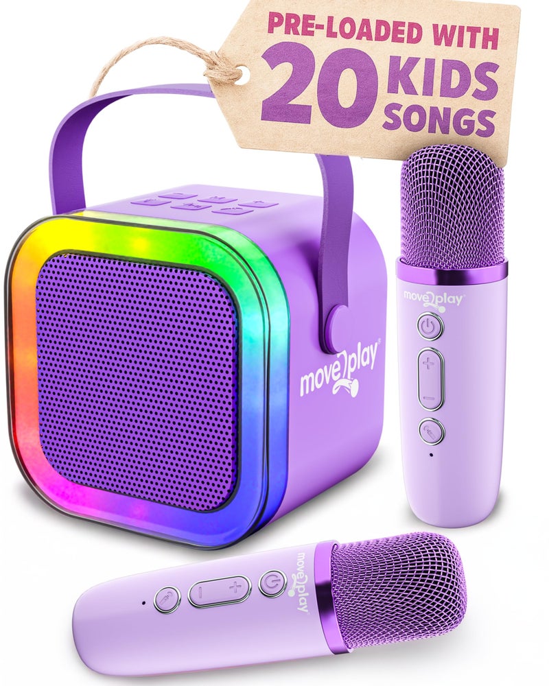 Move2Play Karaoke Machine for Kids Includes 20 Kid Songs 2 Microphones Connect with Bluetooth 3 4 5 6 7 Year Old Gift Toy for Girls Boys Toddler Birthday Present - Image 2