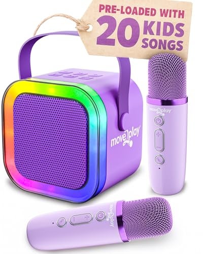Move2Play Karaoke Machine for Kids Includes 20 Kid Songs 2 Microphones Connect with Bluetooth 3 4 5 6 7 Year Old Gift Toy for Girls Boys Toddler Birthday Present - Image 1
