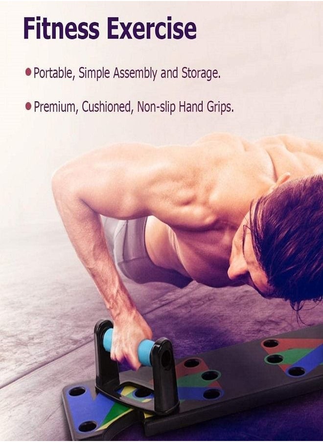 Generic Push Up Board 9 in 1 Home Workout Equipment Multi-Functional Pushup Bar System Fitness Floor Chest Muscle Exercise Professional Equipment Burn Fat Strength Training Arm Men & Women Weights  - Image 2