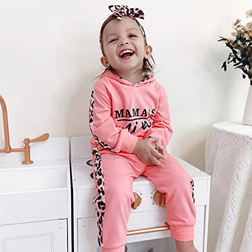 Yvowming Newborn Baby Girl Clothes Outfits Infant Hooded Sweatshirt Pants Headband Toddler Girl Clothing Set - Image 3