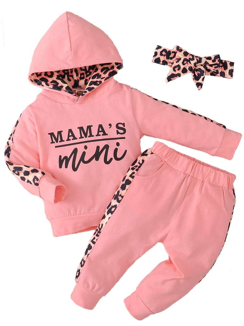 Yvowming Newborn Baby Girl Clothes Outfits Infant Hooded Sweatshirt Pants Headband Toddler Girl Clothing Set - Image 1