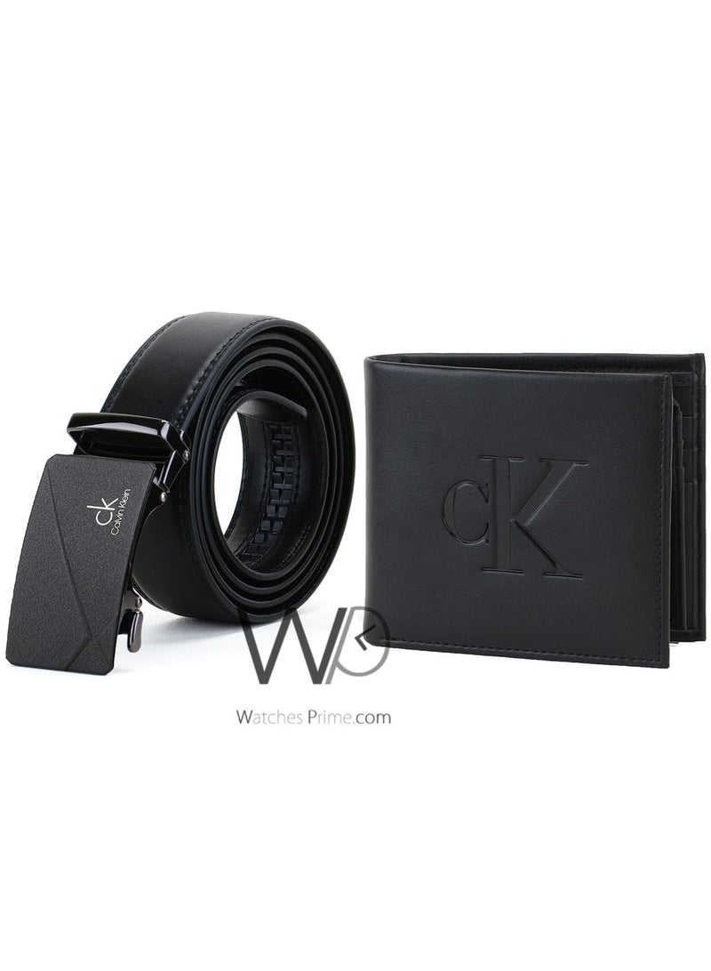 كالفن كلاين جينز طقم هدية رجالي كالفن كلاين محفظة وحزام أسود - إبزيم CK - Image 5