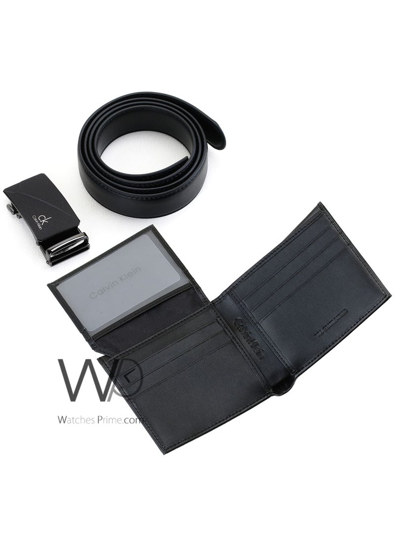 كالفن كلاين جينز طقم هدية رجالي كالفن كلاين محفظة وحزام أسود - إبزيم CK - Image 4