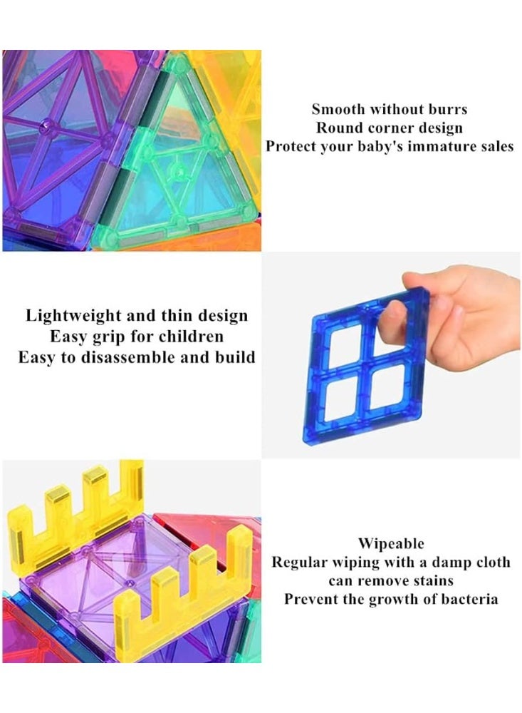 DMG TECH Magnetic Tiles Building Blocks,Clear Magnetic 3D Building Blocks Construction Playboards,120PCS Educational Magnet Toys,Ages 3 Years + (120PCS) - Image 3