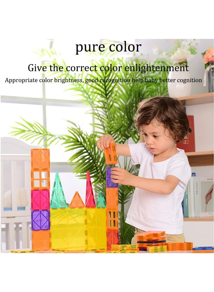 DMG TECH Magnetic Tiles Building Blocks,Clear Magnetic 3D Building Blocks Construction Playboards,120PCS Educational Magnet Toys,Ages 3 Years + (120PCS) - Image 5