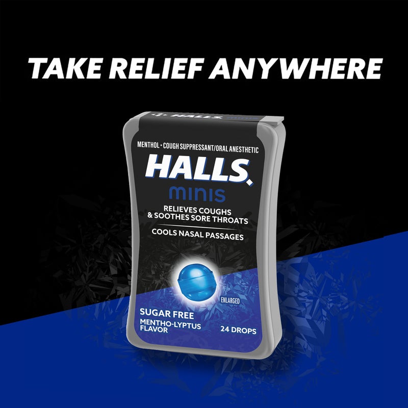 HALLS Minis Mentho-Lyptus Flavor Sugar Free Cough Drops, 24 Drops - Image 2