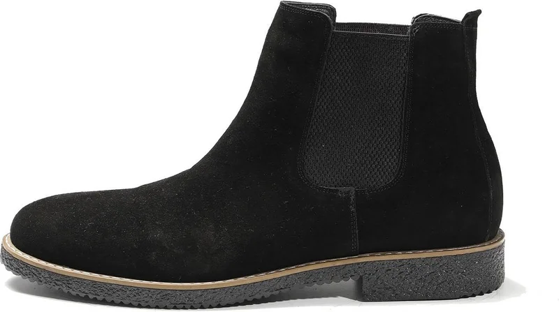 Black Men's Suede Flat Boots