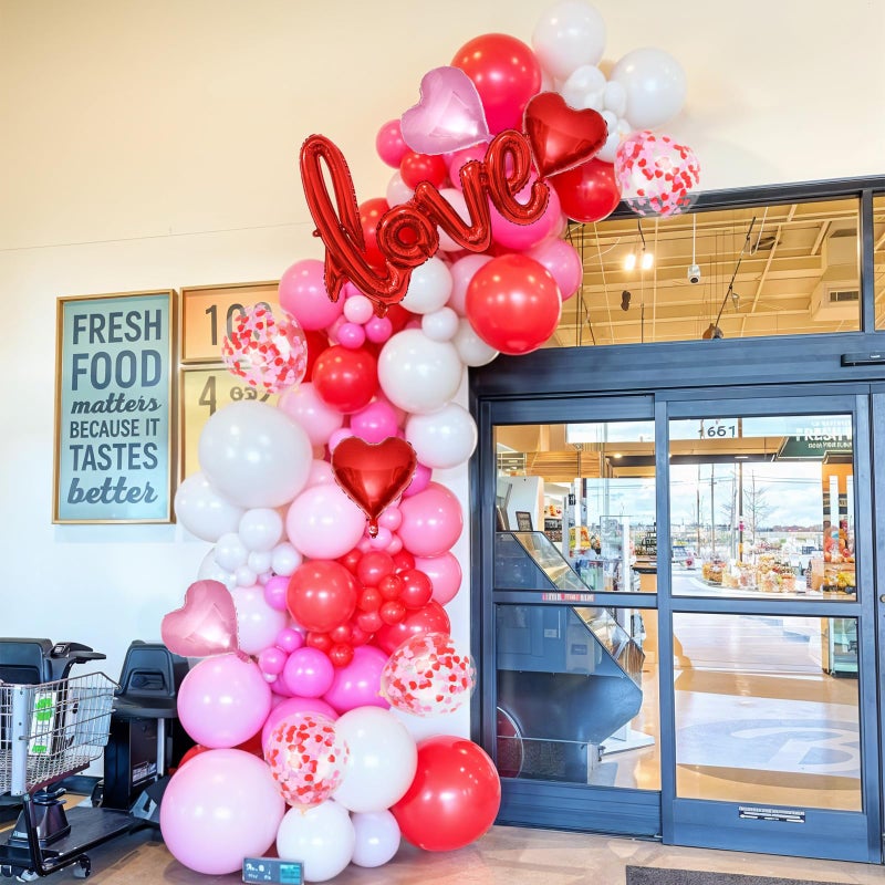 Froova Valentines Day Balloon Arch Kit Pink Red White Balloons Garland Love Foil Balloons Red Pink Heart Shaped Balloon for Women Anniversary Sweet Valentine Day Romantic Decor Special Night Party - Image 3