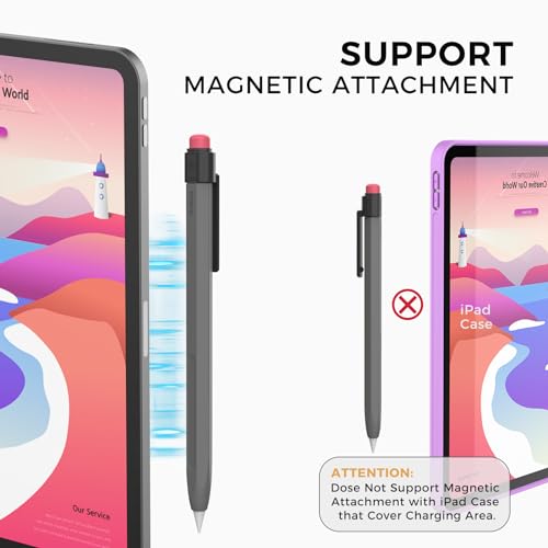 TRONWIN Apple Pencil 2 Case - Silicone Cover with Clip - Compatible with Apple Pencil 2 for iPad Pro (Deep Gray) - Image 3