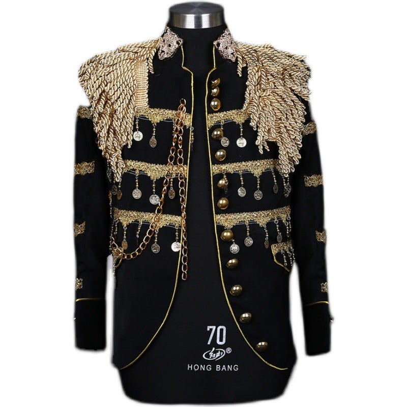 general Men's Korean Style Military Uniform Costume with Tassels and Epaulets - Image 5