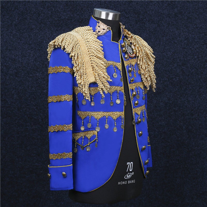 general Men's Korean Style Military Uniform Costume with Tassels and Epaulets - Image 4
