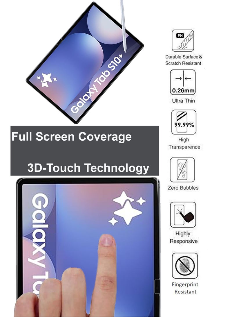 لجهاز سامسونج جالكسي تاب S10 بلس - واقي شاشة زجاجي - شفاف - Image 4