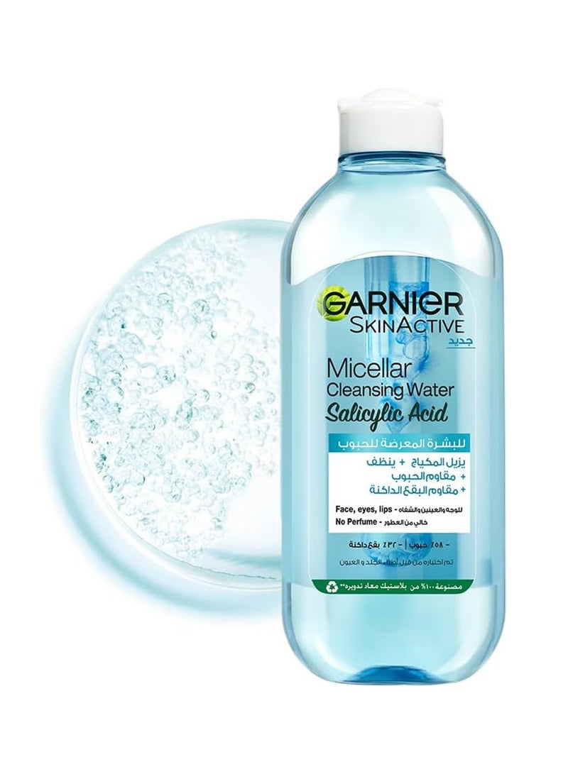 Garnier Skinactive Micellar Cleansing Water, with Salicylic Acid, For Acne Prone Skin 400ml - Image 1