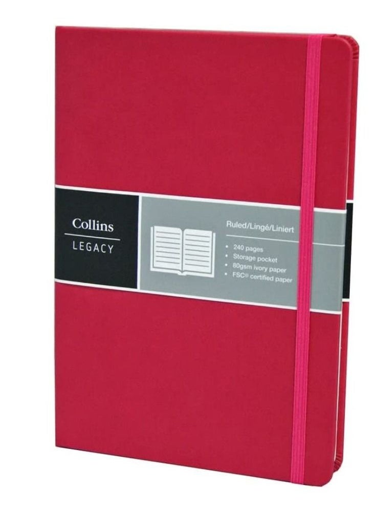 Collins Legacy Feint Ruled Notebook A5 Dark Pink