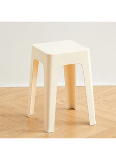 DANUBE HOME Ottawa Stool Light Weight Single Backless Chair PP Material Modern Design 1 Seater Chair For Living Room Dining Room Indoor Furniture L28xW28xH47cm -White 